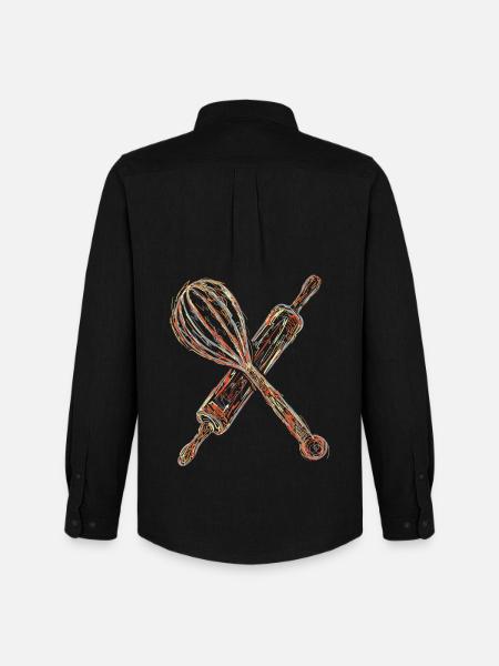 Rolling pin and hand mixer drawing - Men's Oxford Shirt by Stanley/Stella - black