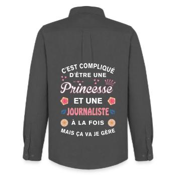 Cadeau Humoristique Journaliste Princesse - Chemise Oxford homme Stanley/Stella - charbon - Dos - AI Model Male 185 dark (185cm)