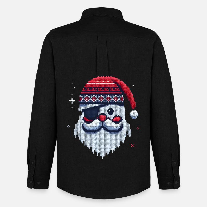Weihnachtsmann Kawaii Strickmuster - Männer Oxford Hemd von Stanley/Stella - Schwarz