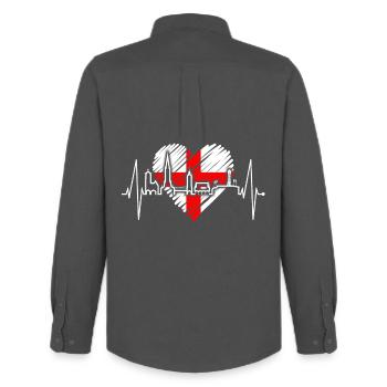Freiburg im Breisgau Skyline Heartbeat Freiburger - Men's Oxford Shirt by Stanley/Stella - anthracite - Back - AI Model Male 185 dark (185cm)