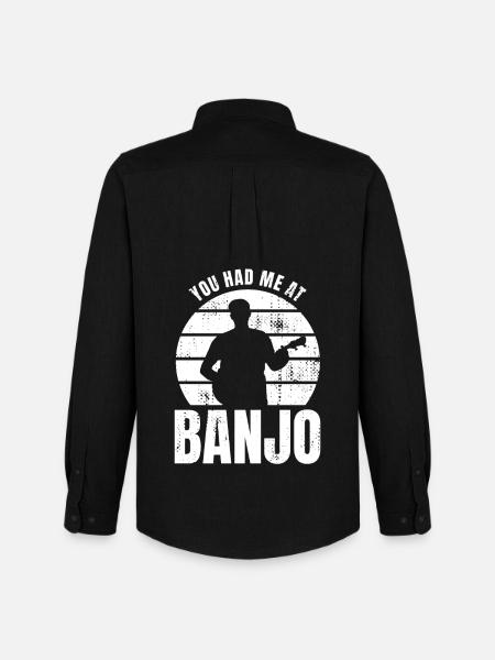 Tu m’as eu au banjo - Chemise Oxford homme Stanley/Stella - noir
