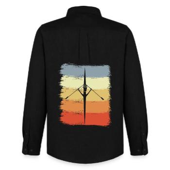 Rowing Boat Drawing - Men's Oxford Shirt by Stanley/Stella - black - Back - AI Model Male 185 dark (185cm)