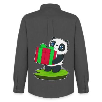 Panda Christmas Package - Men's Oxford Shirt by Stanley/Stella - anthracite - Back - AI Model Male 185 dark (185cm)