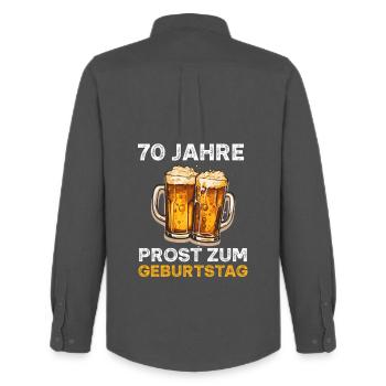 70 Geburtstag Bierliebhaber Bier 70 Jahre Spruch - Männer Oxford Hemd von Stanley/Stella - Anthrazit - Hinten - AI Model Male 185 dark (185cm)