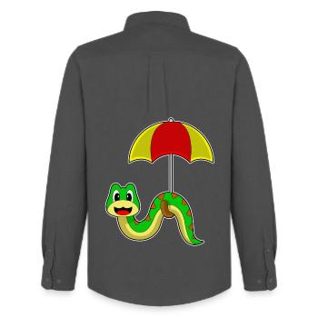 Snake Umbrella - Men's Oxford Shirt by Stanley/Stella - anthracite - Back - AI Model Male 185 dark (185cm)