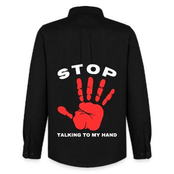 Stop Talk to My Hand- Funny Hand Design - Men's Oxford Shirt by Stanley/Stella - black - Back - AI Model Male 185 dark (185cm)