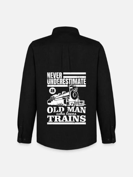 Never underestimate an old train lover - Men's Oxford Shirt by Stanley/Stella - black