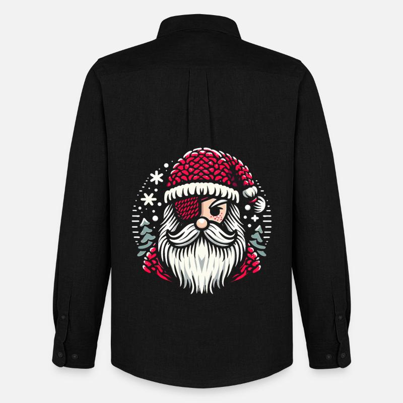 Weihnachtsmann Strickmuster mit Augenklappe - Männer Oxford Hemd von Stanley/Stella - Schwarz