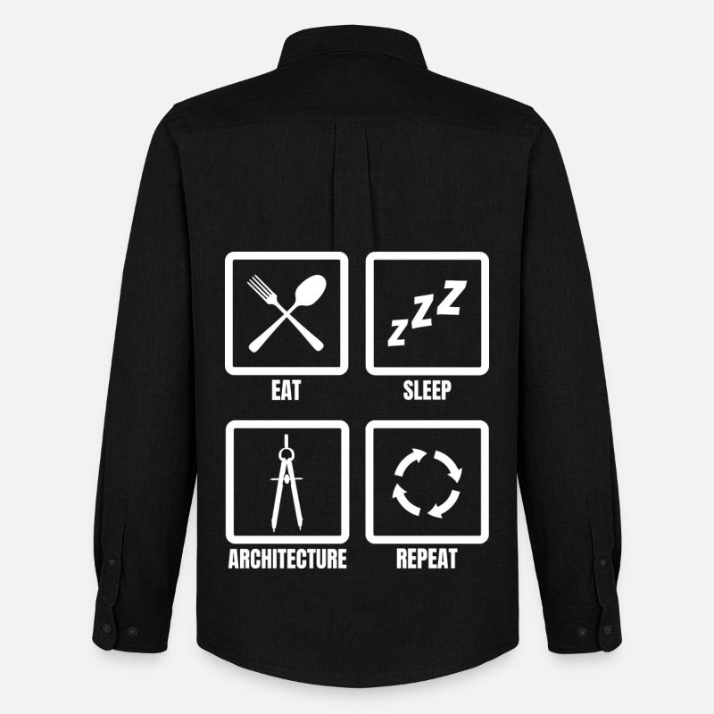 Eat Sleep Architecture Repeat - Männer Oxford Hemd von Stanley/Stella - Schwarz