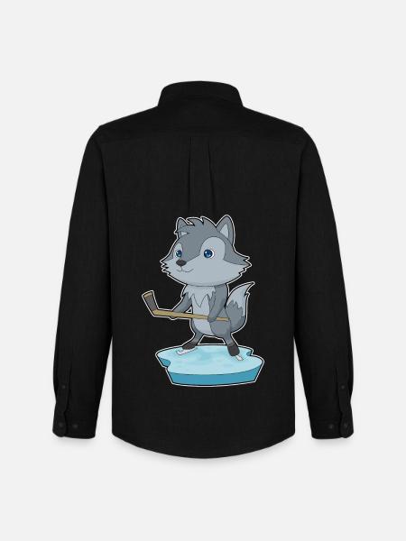 Wolf Eishockey Eishockeyschläger - Männer Oxford Hemd von Stanley/Stella - Schwarz