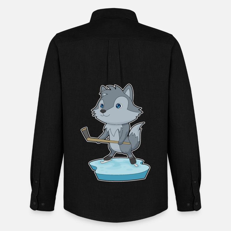 Wolf Eishockey Eishockeyschläger - Männer Oxford Hemd von Stanley/Stella - Schwarz