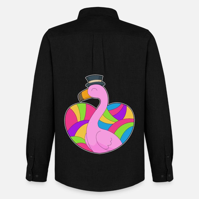 Flamingo Herz - Männer Oxford Hemd von Stanley/Stella - Schwarz