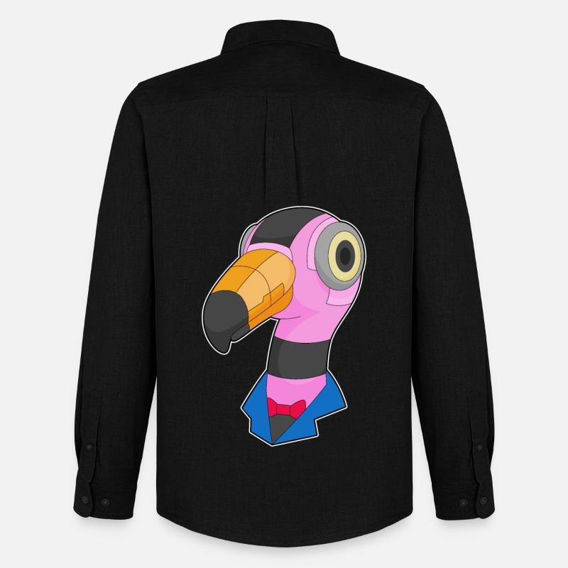Flamingo Roboter - Männer Oxford Hemd von Stanley/Stella - Schwarz