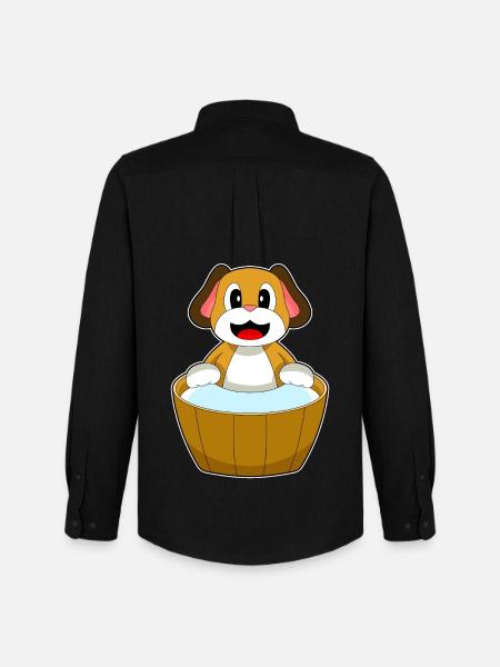 Dog Bathing Bathtub - Men's Oxford Shirt by Stanley/Stella - black