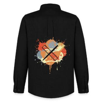 Stylo et règle vintage - Chemise Oxford homme Stanley/Stella - noir - Dos - AI Model Male 185 dark (185cm)