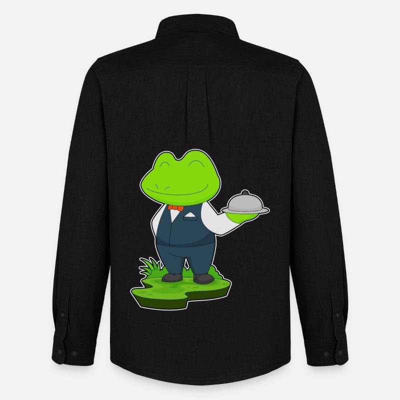 Frosch Kellner Servierplatte - Männer Oxford Hemd von Stanley/Stella - Schwarz