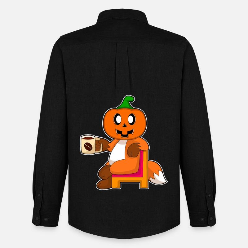 Fuchs Halloween Kürbis Kaffee - Männer Oxford Hemd von Stanley/Stella - Schwarz
