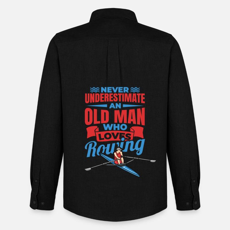 Never Underestimate An Old Rower - Männer Oxford Hemd von Stanley/Stella - Schwarz