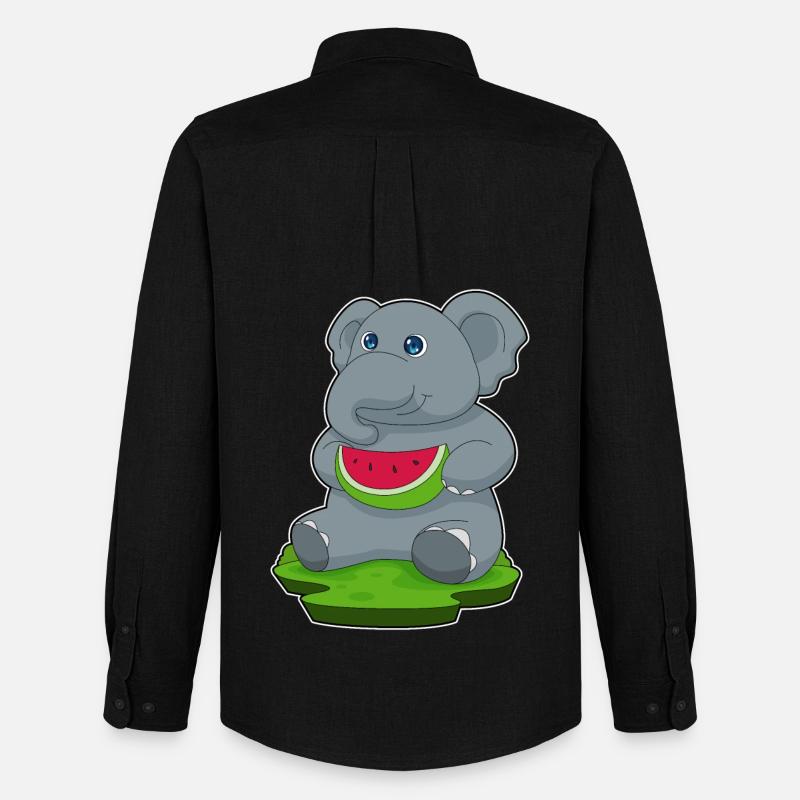 Éléphant Pastèque Fruit - Chemise Oxford homme Stanley/Stella - noir