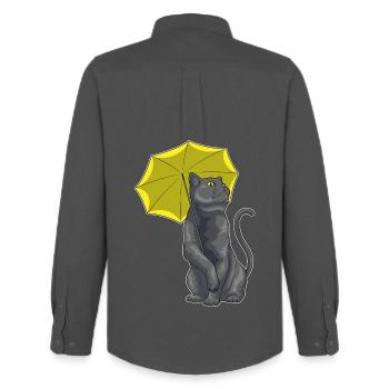 Cat Umbrella - Men's Oxford Shirt by Stanley/Stella - anthracite - Back - AI Model Male 185 dark (185cm)