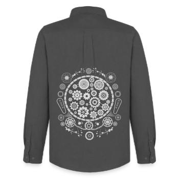 Minimaist bike patterns - Cyclist Gift Idea - Männer Oxford Hemd von Stanley/Stella - Anthrazit - Hinten - AI Model Male 185 dark (185cm)