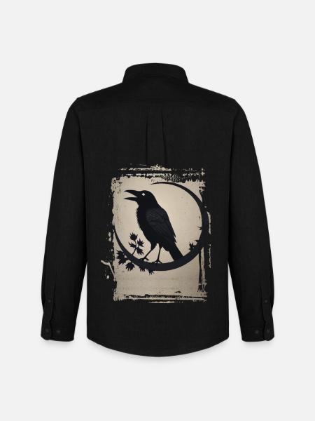 Raven sitting on branch - Men's Oxford Shirt by Stanley/Stella - black