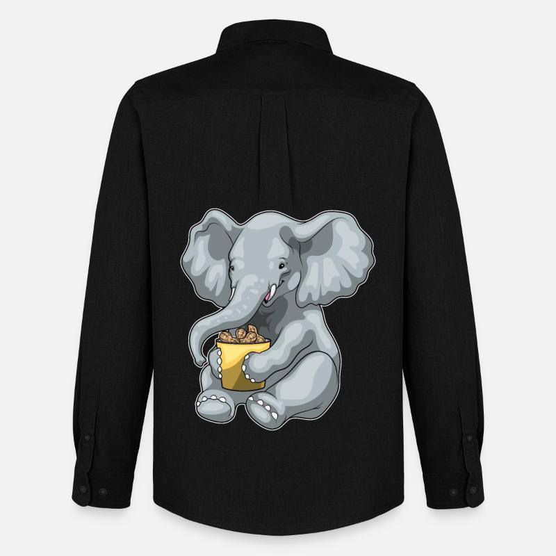 Elefant Erdnüsse - Männer Oxford Hemd von Stanley/Stella - Schwarz