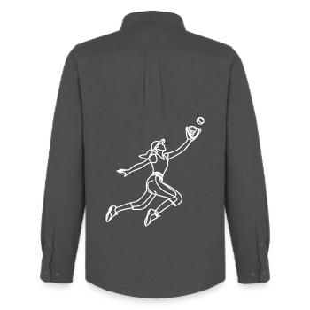 Female baseball player drawing - Men's Oxford Shirt by Stanley/Stella - anthracite - Back - AI Model Male 185 dark (185cm)