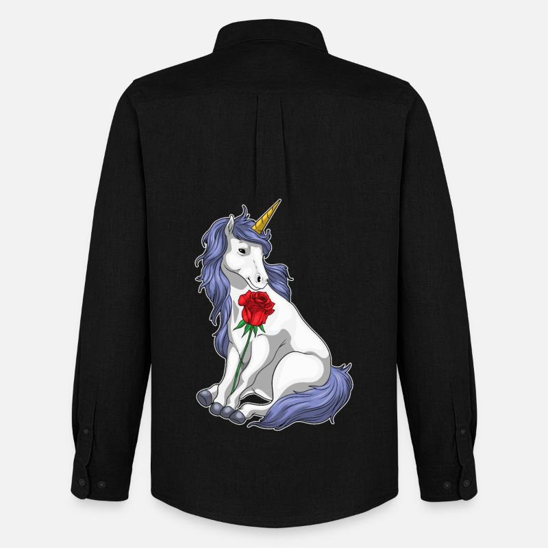 Einhorn Rose Blumen - Männer Oxford Hemd von Stanley/Stella - Schwarz