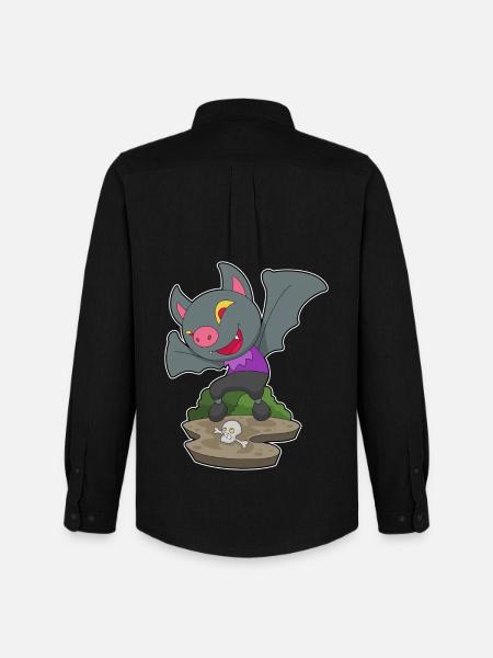 Bat Halloween Skull - Men's Oxford Shirt by Stanley/Stella - black
