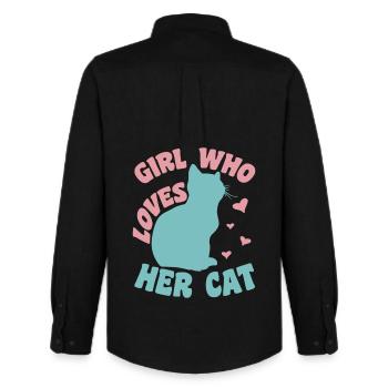 Fille de chat - Chemise Oxford homme Stanley/Stella - noir - Dos - AI Model Male 185 dark (185cm)
