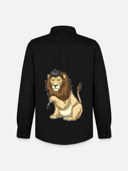 Lion Painter Brush Painting - Men's Oxford Shirt by Stanley/Stella - black