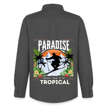 Le paradis n’a pas besoin d’être tropical - Ski - Chemise Oxford homme Stanley/Stella - charbon - Dos - AI Model Male 185 dark (185cm)
