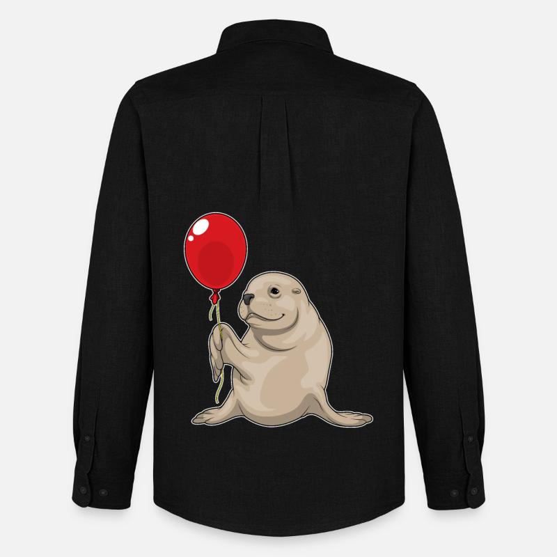 Seehund Luftballon - Männer Oxford Hemd von Stanley/Stella - Schwarz
