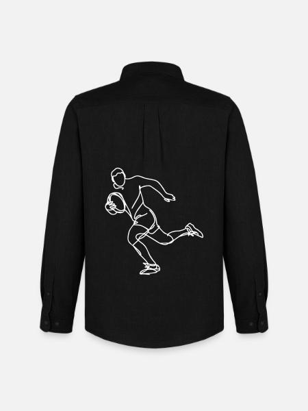 Rugby Player Drawing - Men's Oxford Shirt by Stanley/Stella - black