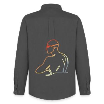 Professional Swimmer Drawing - Men's Oxford Shirt by Stanley/Stella - anthracite - Back - AI Model Male 185 dark (185cm)