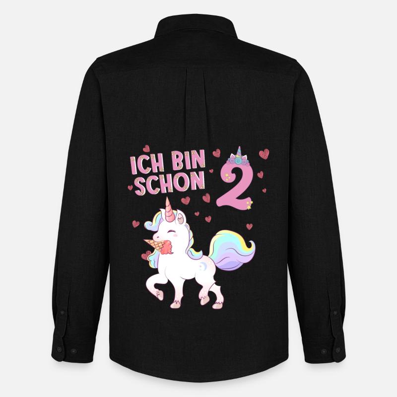 ich bin schon 2 Einhorn  - Männer Oxford Hemd von Stanley/Stella - Schwarz