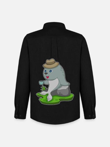 Seal Coffee Mug - Men's Oxford Shirt by Stanley/Stella - black