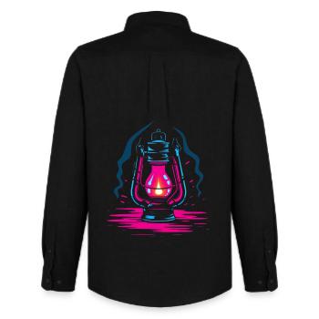 Oil Lamp Retro Look - Men's Oxford Shirt by Stanley/Stella - black - Back - AI Model Male 185 dark (185cm)