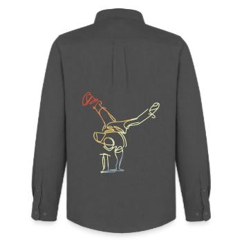 Croquis de Breakdancer Vintage - Chemise Oxford homme Stanley/Stella - charbon - Dos - AI Model Male 185 dark (185cm)