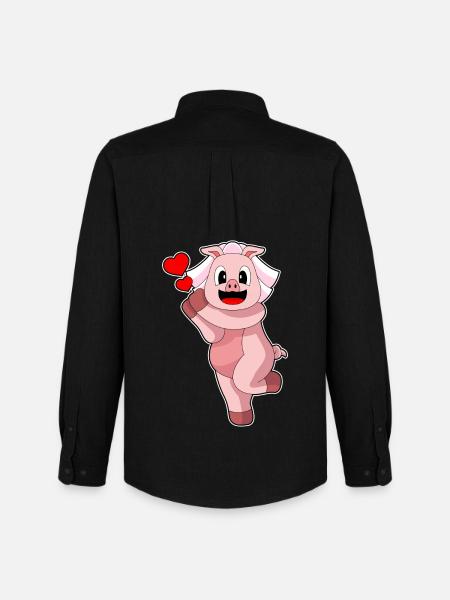 Pig Bride Heart Wedding - Men's Oxford Shirt by Stanley/Stella - black