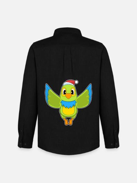 Parrot Christmas Santa Hat - Men's Oxford Shirt by Stanley/Stella - black