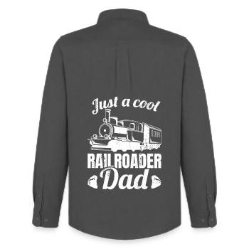 Railroad Father - Men's Oxford Shirt by Stanley/Stella - anthracite - Back - AI Model Male 185 dark (185cm)