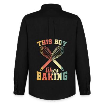 This boy loves to bake - Men's Oxford Shirt by Stanley/Stella - black - Back - AI Model Male 185 dark (185cm)