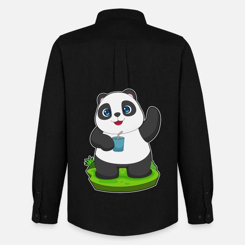 Panda Saft - Männer Oxford Hemd von Stanley/Stella - Schwarz