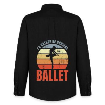 Je préfère danser le ballet - Chemise Oxford homme Stanley/Stella - noir - Dos - AI Model Male 185 dark (185cm)