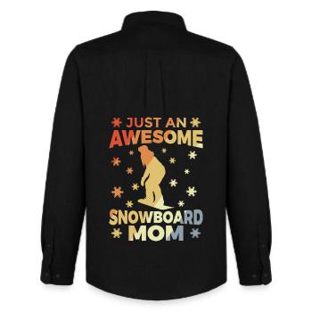 Snowboard Mom - Men's Oxford Shirt by Stanley/Stella - black - Back - AI Model Male 185 dark (185cm)