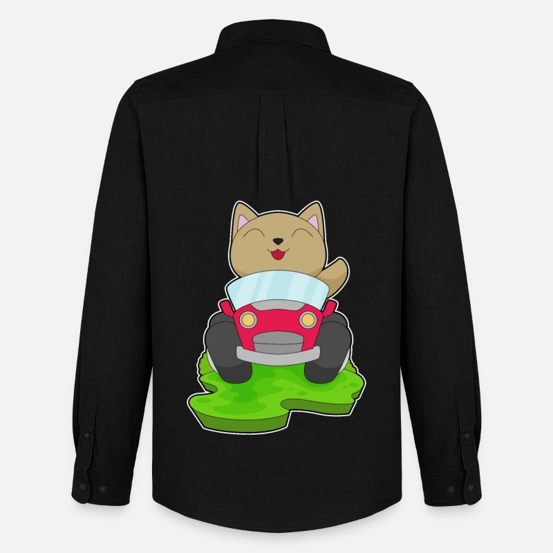Katze Auto - Männer Oxford Hemd von Stanley/Stella - Schwarz