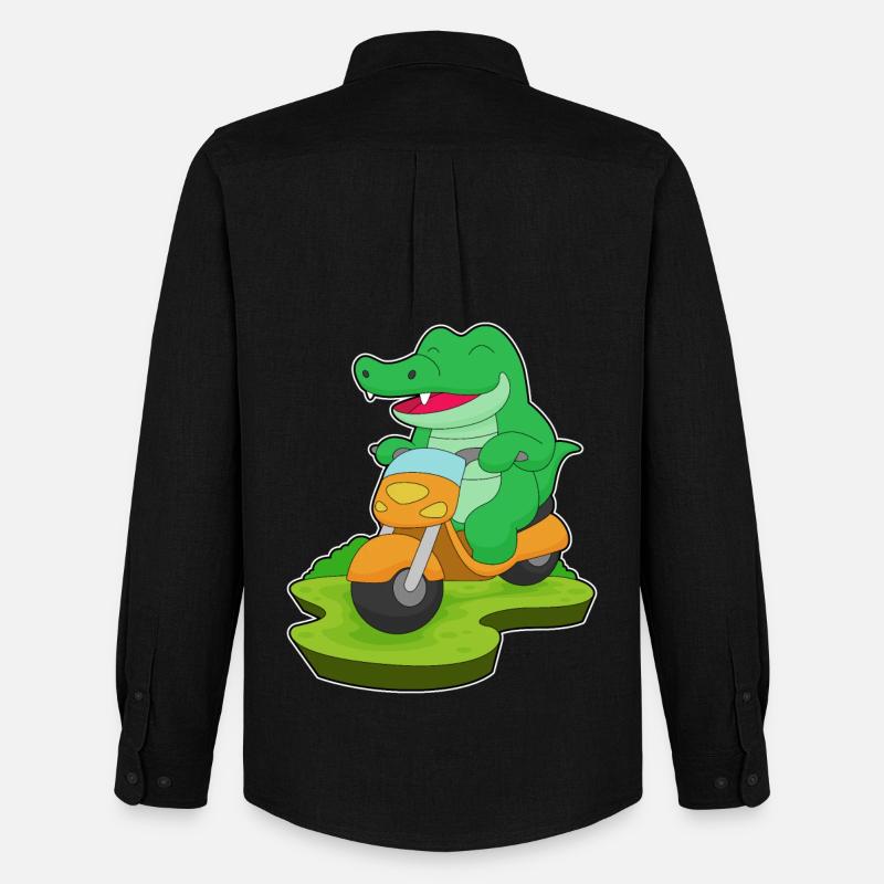Krokodil Motorroller - Männer Oxford Hemd von Stanley/Stella - Schwarz