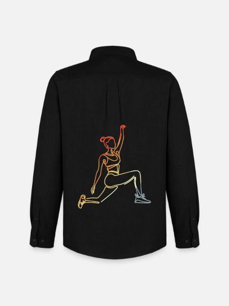 Fitness Frau Skizze - Männer Oxford Hemd von Stanley/Stella - Schwarz